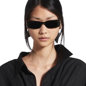 Balenciaga Dynasty Rectangle Black Sunglasses